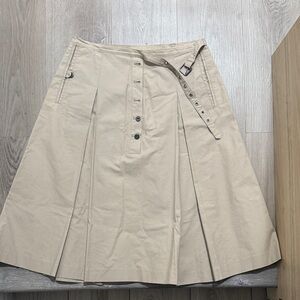 FullCircle Tan A-Line Skirt with Button Detail